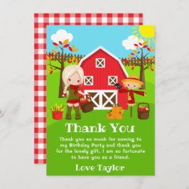 Cartão De Agradecimento Fall Autumn Barnyard Birthday Blona Hair Girl