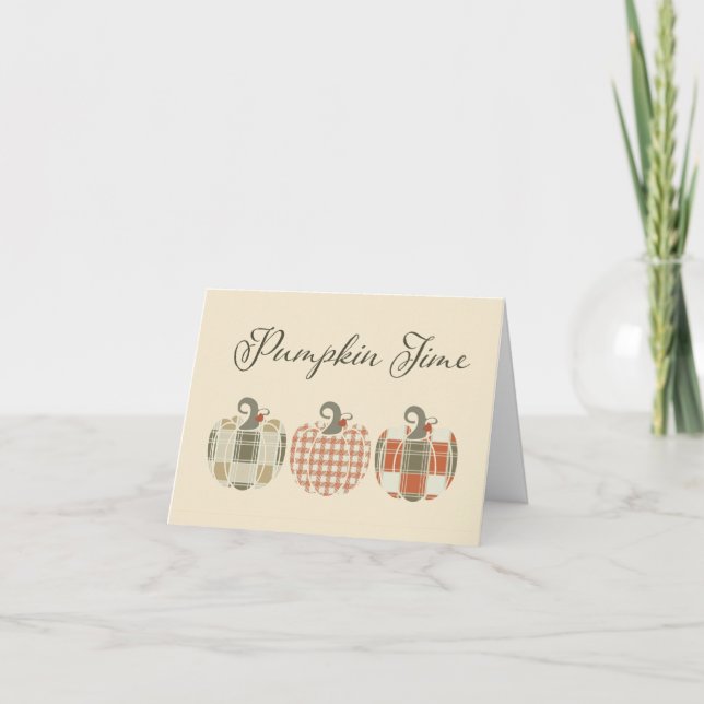 Cartão De Agradecimento Fall-Autumn-Patchwork Pumpkins (Frente)