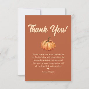 Cartão De Agradecimento Fall Boho Pumpkin Foto Primeiro Aniversário