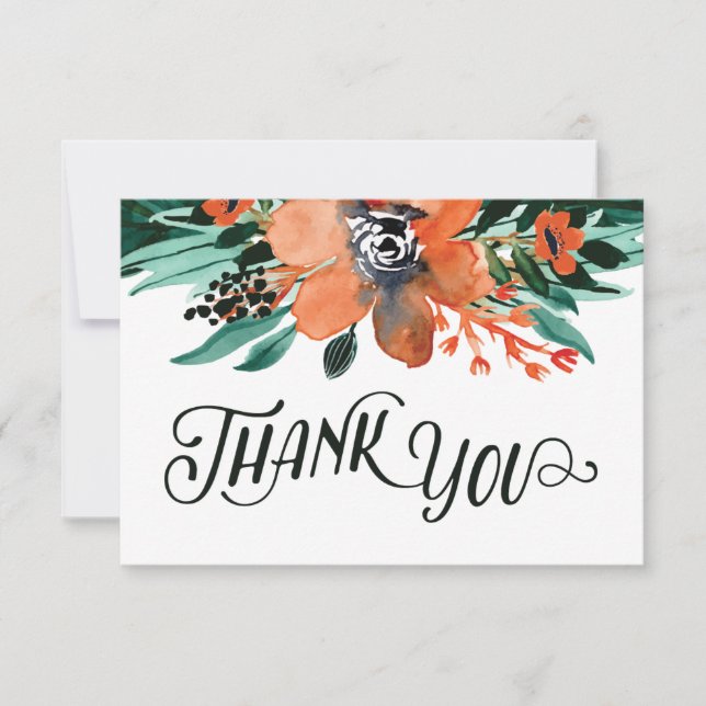 Cartão De Agradecimento Fall Floral Floral Obrigado (Frente)