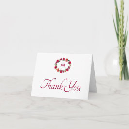 Cartão De Agradecimento Fall Floral Wreath Monograma Casamento