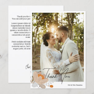 Cartão De Agradecimento Fall Flower Personalised Weding With Message
