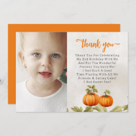 Cartão De Agradecimento Fall Orange Pumpkin Patch Birthday