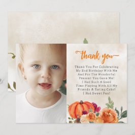 Cartão De Agradecimento Fall Orange Pumpkin Patch Birthday