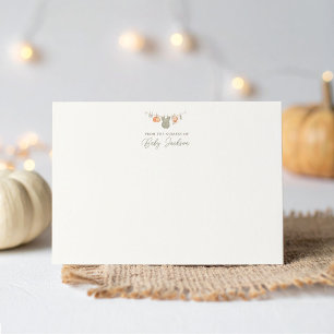Cartão De Agradecimento Fall Pumpkin Girl Baby Closed Chá de fraldas