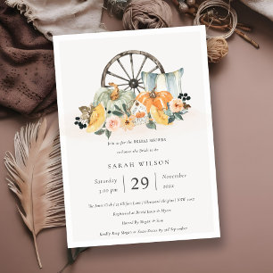 Cartão De Agradecimento Fall Pumpkin Leafy Floral Chá de panela Invite