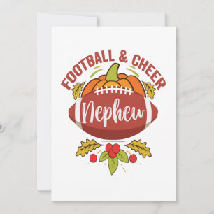 Cartão De Agradecimento Fall Season de Futebol e Pumpkin em Sobrinho