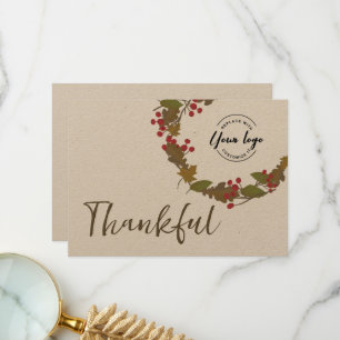 Cartão De Agradecimento Fall Wreath business Logo Rustic Autumn