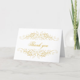 Cartão De Agradecimento Falso Floreio Dourado Damask Obrigado
