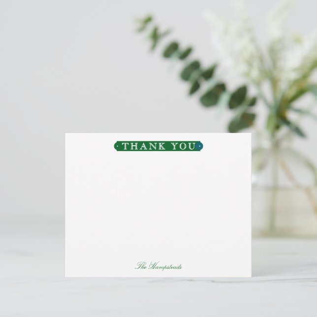 Cartão De Agradecimento Family or Couples Formal Forest Green Stationery (Em pé/Frente)