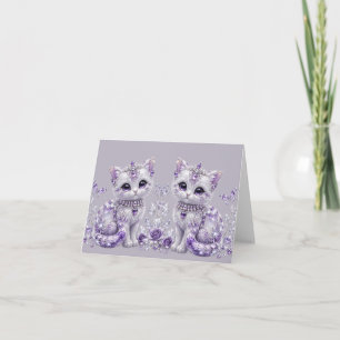 Cartão De Agradecimento Fantasia de Gatinho Joalheiro Roxo Real
