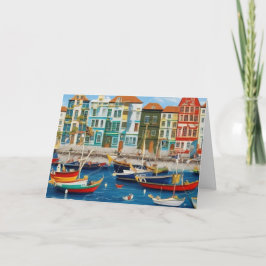 Cartão De Agradecimento Fantasia do porto moderno de uma cidade pequena e 