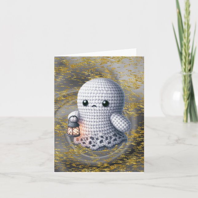 Cartão De Agradecimento Fantasma Crochet com Vazio Lanterna (Frente)