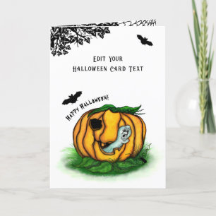 Cartão De Agradecimento Fantasma do Halloween, Bat, Ghost e Spider