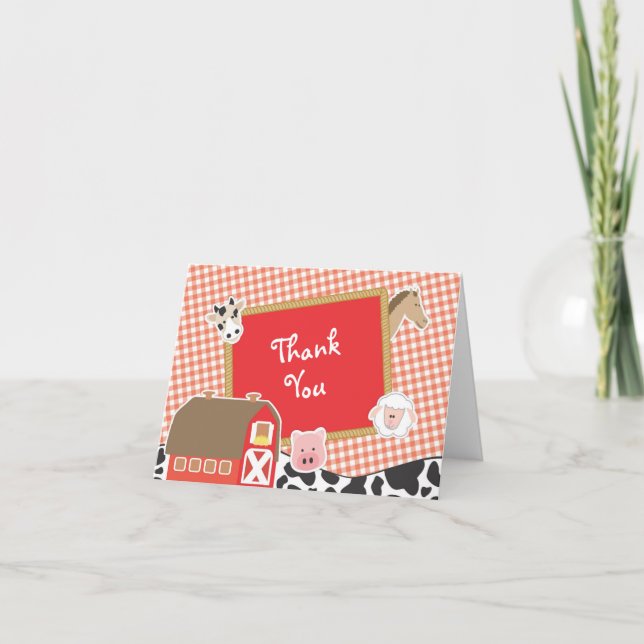 Cartão De Agradecimento Farm Animals Baby Shower Thank You Cards (Frente)