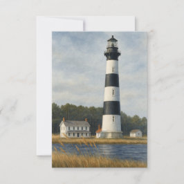 Cartão De Agradecimento Farol da Ilha Bodie em Aquarela