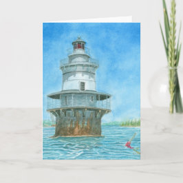 Cartão De Agradecimento Farol de Goose Rocks em Aquarela