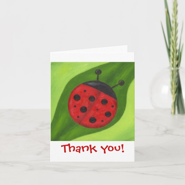 Cartão De Agradecimento Fat Red Ladybug Obrigado Notecard (Frente)