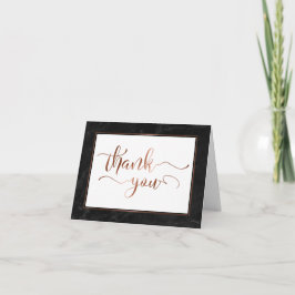 Cartão De Agradecimento Faux Copper Foil Script Obrigado & Black Marble