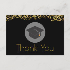 Cartão De Agradecimento Faux Dourado Confetti e Boné de formatura Obrigado