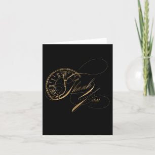 Cartão de Agradecimento Faux Dourado NYE Script