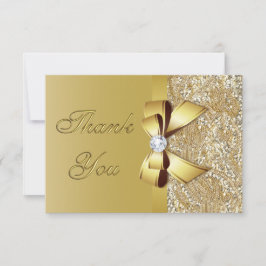 Cartão De Agradecimento Faux Dourado Sequins Arco Diamond Casamento Obriga
