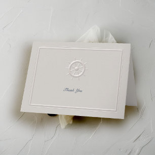 Cartão De Agradecimento Faux Embossed Boat Helm Coastal Casamento Obrigado
