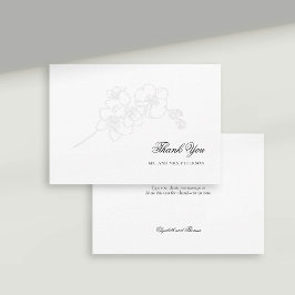 Cartão De Agradecimento Faux Embossed Orchids Elegante Casamento Obrigado