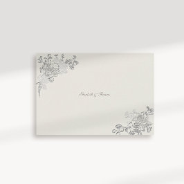Cartão De Agradecimento Faux Embossed Peony Classic Ecru Casamento Obrigad