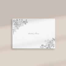 Faux Embossed Peony Formal Chic Wedding Obrigado