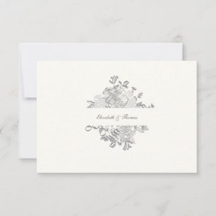 Cartão De Agradecimento Faux Embossed Peony Formal Pearl Casamento Obrigad
