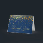 Cartão De Agradecimento Faux Gold Foil Confetti Pontos Marinho Casamento A<br><div class="desc">Este cartões de agradecimentos de casamento apresenta uma folha de ouro falso, confetti ponto design e um roteiro elegante, criando um olhar limpo e moderno com uma dica de brilho. Disponível em uma variedade de cores de fundo, a placa pode ser personalizada com seus nomes e uma mensagem de obrigado...</div>