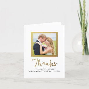 Cartão De Agradecimento Faux Gold Foil Frame Wedding Thank You Card
