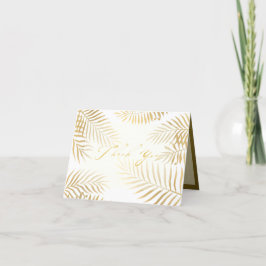 Cartão De Agradecimento Faux Gold Foil Palm Deixa Casamento Tropical