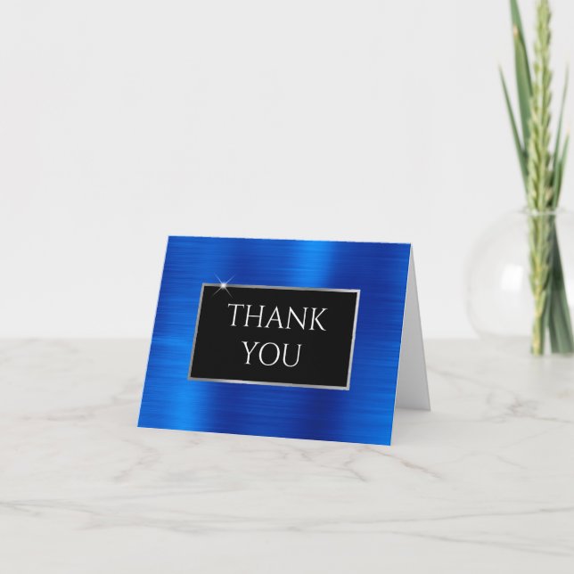 Cartão De Agradecimento Faux Royal Blue Foil (Frente)