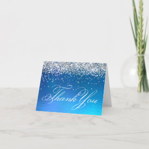 Cartão De Agradecimento Faux Sparkasse Silver Glitter Ocean Ombre Foil
