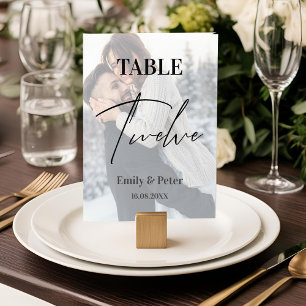 Cartão De Agradecimento Faux Vellum Foto Casamento 12 Tabela Número