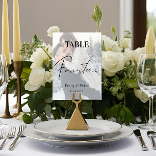 Cartão De Agradecimento Faux Vellum Foto Casamento Catorze Número de Tabel