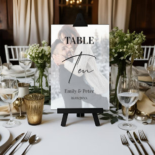 Cartão De Agradecimento Faux Vellum Foto de Casamento Dez Número de Tabela