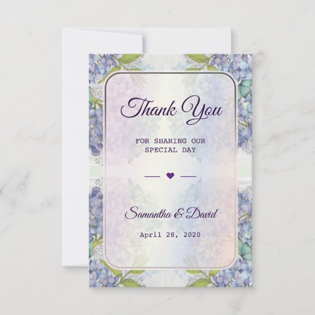 Cartão De Agradecimento Favor Do Casamento Obrigado Pastel Floral De Luxo (Frente)