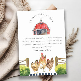 Cartão De Agradecimento Fazenda de Frango do Celeiro Vermelho Fofo Anivers