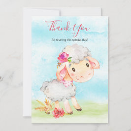Cartão De Agradecimento Fazenda de Ovinos de Garotas de Aquarela