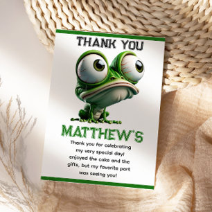 Cartão De Agradecimento Fazenda do Crazy Frog Fofa Tema 1º Aniversário