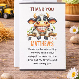 Cartão De Agradecimento Fazenda Louca Vaca Fofa Tema 1º Aniversário