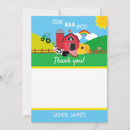 Cartão De Agradecimento Fazenda Quintal Animal Aniversário Obrigado