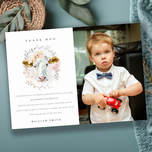 Cartão De Agradecimento Fazenda Vaca Sagrada Fofa Foto de Crianças de Qual (Criador carregado)