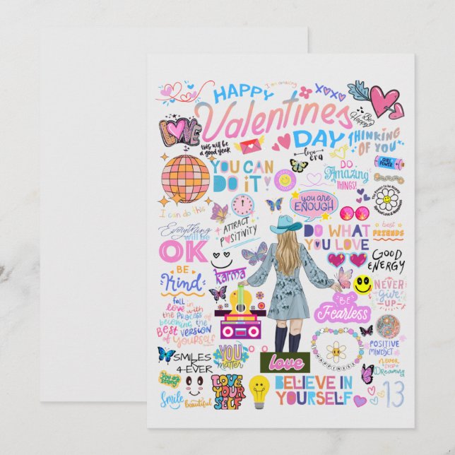 CARTÃO DE AGRADECIMENTO FEARLESS GIRL VALENTINE'S CARDS  (Frente/Verso)