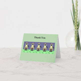 Cartão De Agradecimento Feline Art Thank You Card – Siamese Cats on Grass