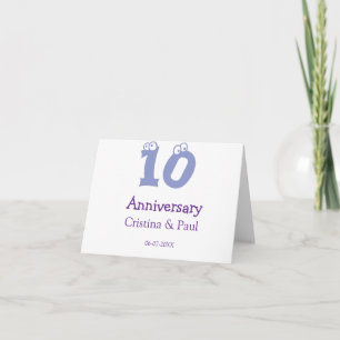 Cartão De Agradecimento Feliz 10º aniversário simples nome de casamento mi