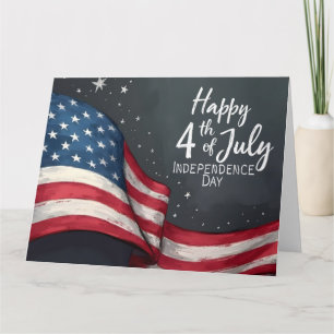 Cartão De Agradecimento Feliz 4 de Julho Ilustração de Arte de Bandeira Vi